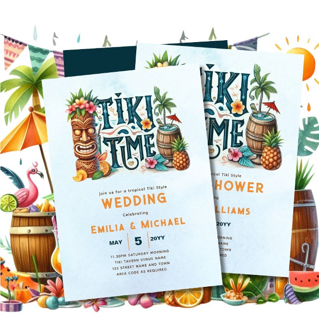 Papier Mariage du parti Tropical Tiki Luau Fête des marié (Créateur téléchargé)