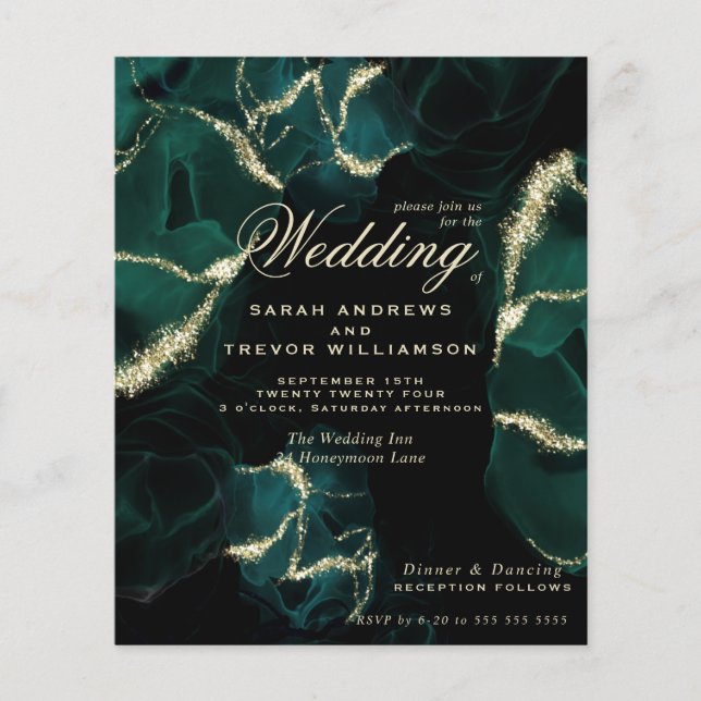 Papier Mariage économique encre alcool émeraude époustouf (Devant)