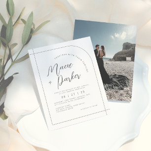 Papier Mariage Élégant avec Arche et Calligraphie pour Ph