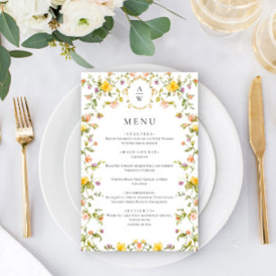 Papier Mariage Élégant Fleurs Sauvages Aquarelle Dîner de