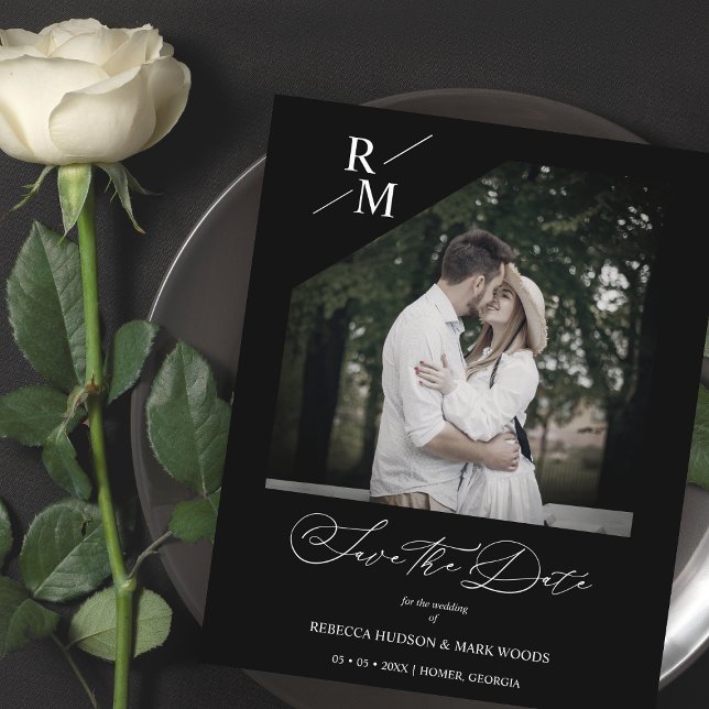 Papier Mariage élégant photo noir élégant budget (Créateur téléchargé)