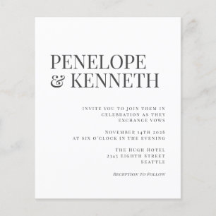 Papier Mariage Élégant Typographie Noir et Blanc à Petit