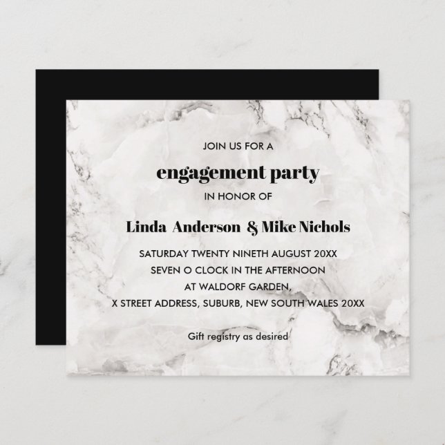 Papier MARIAGE en marbre élégant BUDGET élégant (Devant / Derrière)