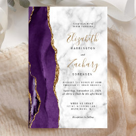 Papier Mariage en marbre violet or agate à budget élevé