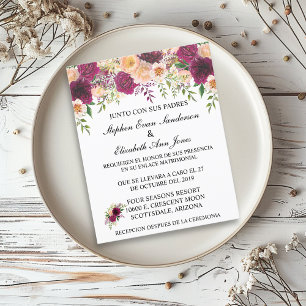 Papier Mariage espagnol Bourgogne Rosa Blush Floral Budge