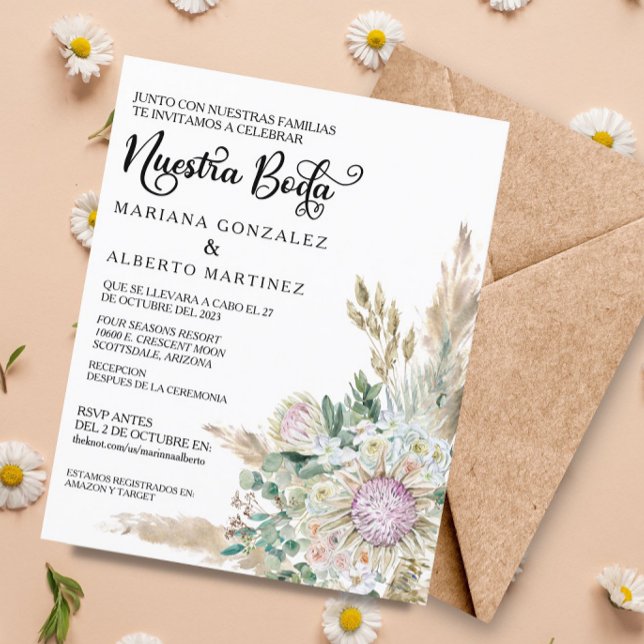 Papier Mariage espagnol Nuestra Boda RSVP Budget Boho (Créateur téléchargé)