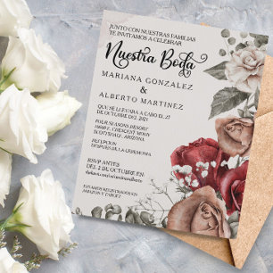 Papier Mariage espagnol Rose Nuestra Boda RSVP Budget