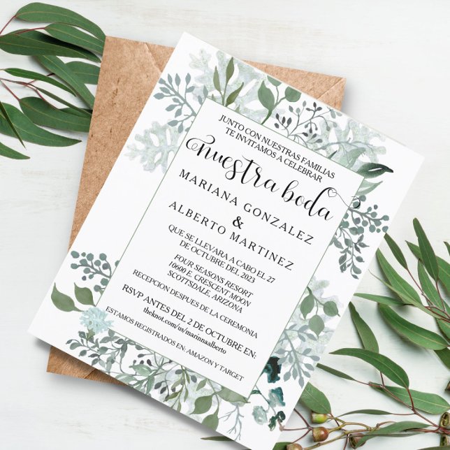 Papier Mariage espagnol Verdure Nuestra Boda RSVP Budget (Créateur téléchargé)