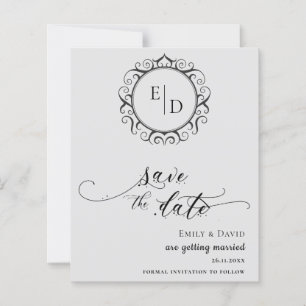 Papier Mariage Fantaisiste Monogramme Noir et Blanc à Pet