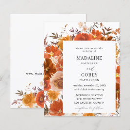 Papier Mariage floral à automne rouge et orange Budget