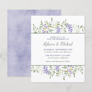 Papier Mariage floral à l'aquarelle violet budgétaire