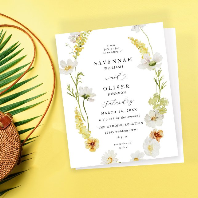Papier Mariage floral blanc et jaune Budget (Créateur téléchargé)
