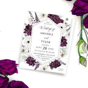 Papier Mariage floral blanc et violet budgétaire