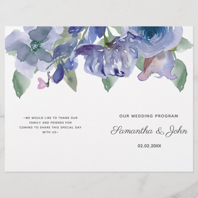 Papier Mariage floral bleu rustique (Devant)