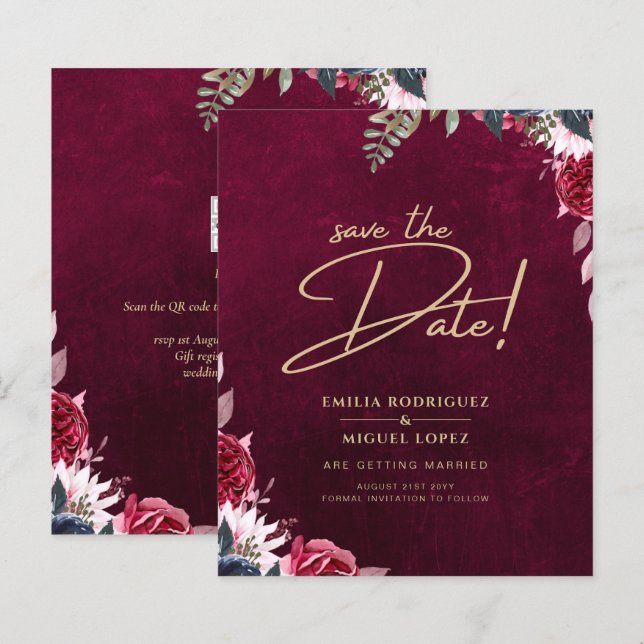 Papier Mariage floral de vin Berry (Devant / Derrière)