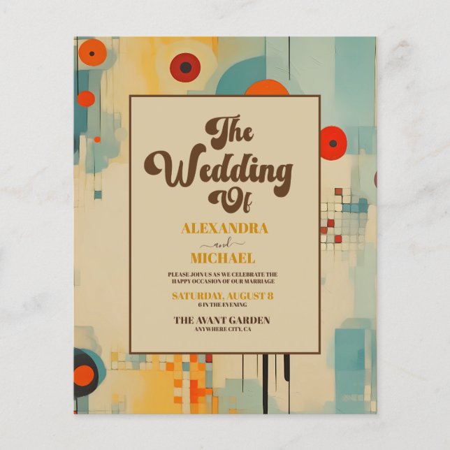 Papier Mariage floral élégant du milieu du siècle budget (Devant)