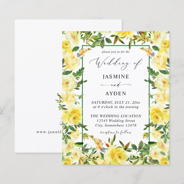 Papier Mariage Floral Jaune Budget V3 (Devant / Derrière)