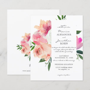 Papier Mariage floral rose et blanc Budget