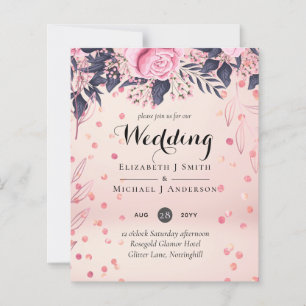 Papier Mariage floral rose moderne