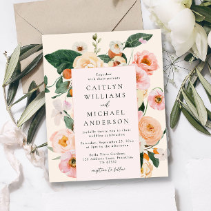 Papier Mariage floral rose rose rose moderne Budget