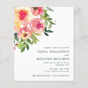 Papier Mariage Floral Rose Rouge Aquarelle Moderne Pas Ch