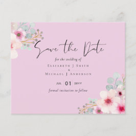 Papier Mariage floral rose vif Enregistrer les dates