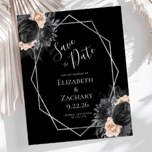 Papier Mariage Géométrique Floral Noir Abricot Budget