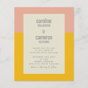 Papier Mariage Géométrique Moderne Rose Jaune à Petit Bud