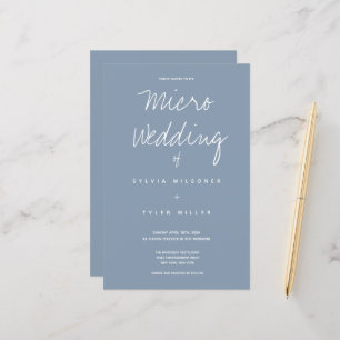 Papier Mariage Micro Budget Typographie Bleu Poussiéreux