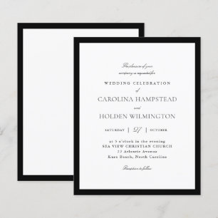 Papier Mariage Minimaliste Élégant Noir & Blanc