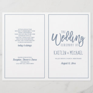 Papier Mariage Moderne Brush Script - Dusty Blue Programm