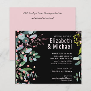 Papier Mariage moderne rose verdure