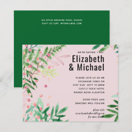 Papier Mariage moderne rose verdure