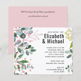 Papier Mariage moderne rose verdure