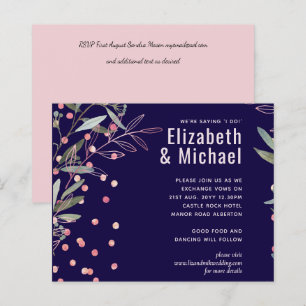 Papier Mariage moderne rose verdure