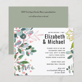 Papier Mariage moderne rose verdure