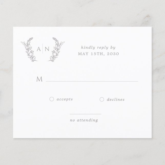 Papier Mariage monographique moderne élégant budget RSVP (Devant)