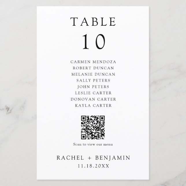 Papier Mariage noir blanc simple - Code QR (Devant)