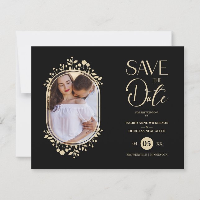 Papier Mariage noir budget Fancy Ornament Frame Flowers (Devant)