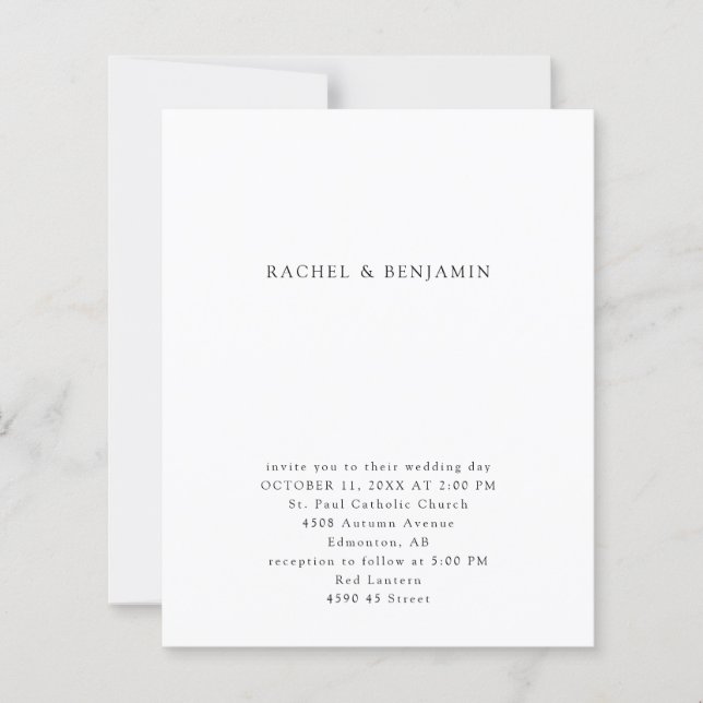 Papier Mariage noir et blanc simple et économique minimal (Devant)