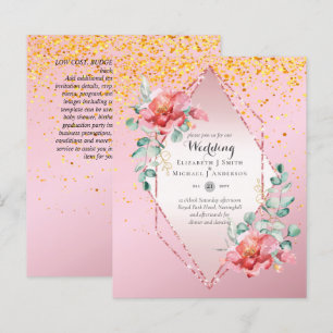 Papier Mariage Pétale Rouge Rose Doré Paillettes Petit Bu