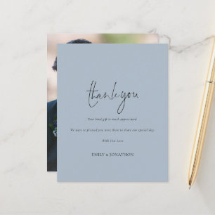 Papier Mariage photo budget  bleu Merci