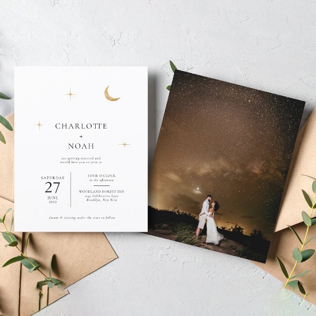 Papier MARIAGE photo BUDGET Céleste de lune d'or étoiles (Créateur téléchargé)