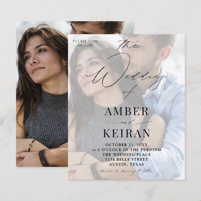 Papier Mariage photo Budget Misty White Shades (Devant / Derrière)