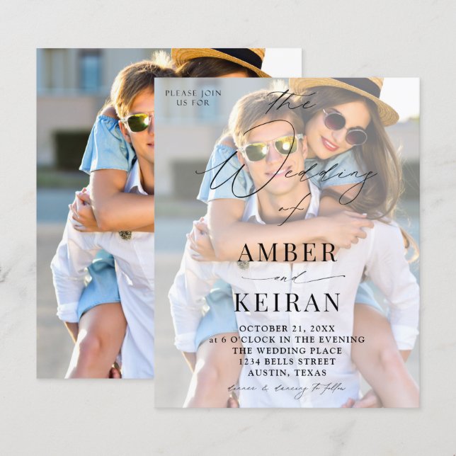 Papier Mariage photo Budget White Shades (Devant / Derrière)