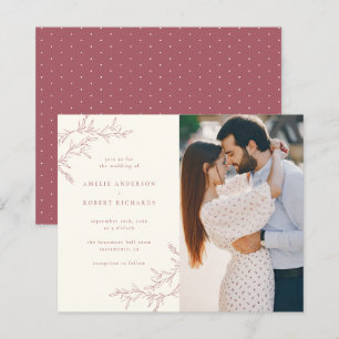 Papier Mariage photo Crème Budget et feuillage rouge bouc