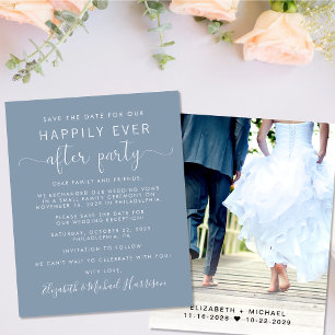 Papier Mariage Photo Dusty Blue Réception Enregistrer la
