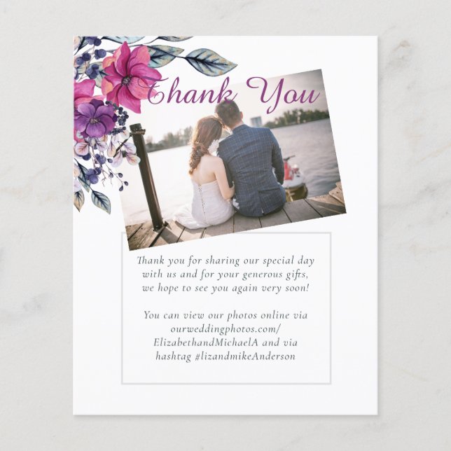 Papier Mariage PHOTO MERCI Fuchsia Dreams (Devant)