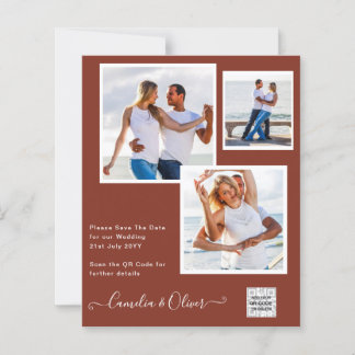 Papier Mariage PHOTO moderne Inviter QR CODE RSVP Cinnamo