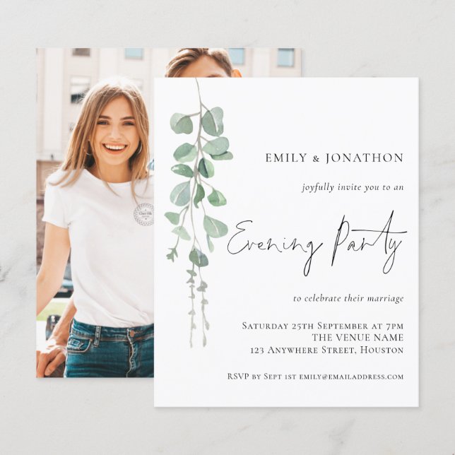 Papier Mariage Photo Soirée Eucalyptus à petit budget (Devant / Derrière)